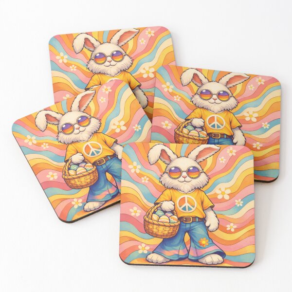 Item preview, Groovy Hippie Easter Bunny – Psychedelic 70s Rabbit designed and sold by DPSz.