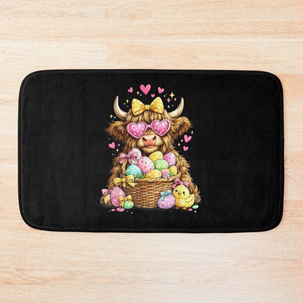Item preview, Cute Easter Highland Cow with Eggs Bunny Farm designed and sold by Boutkimaewab.