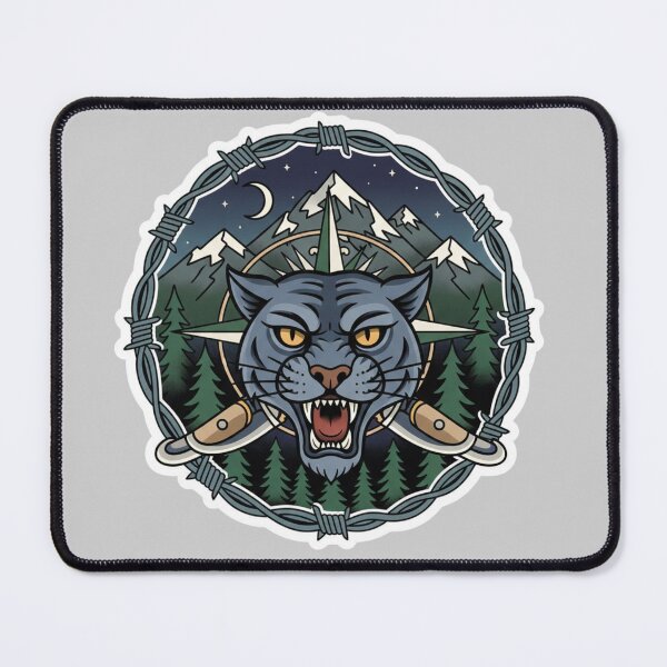 Item preview, Traditional Panther Mountain Tattoo Sticker Wilderness Adventure Art designed and sold by TshirtAlles .