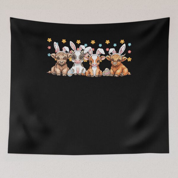 Item preview, Easter Cow Calves Bunny Ears Cute Farm Animal Kids Women Men designed and sold by Boutkimaewab.