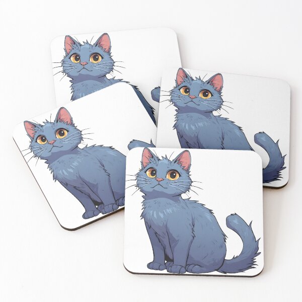 Item preview, Cute Russian Blue Cat Cartoon Big Eye Kitty designed and sold by Karolina’s Cozy Creations.