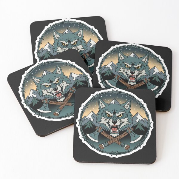 Item preview, Traditional Wolf Tattoo Wilderness Crossed Axes Adventure Graphic designed and sold by TshirtAlles .