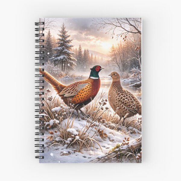 Item preview, Winter Pheasants in Forest – Wildlife Nature Art Print designed and sold by TammyHunterArt.