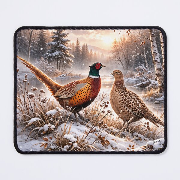 Item preview, Winter Pheasants in Forest – Wildlife Nature Art Print designed and sold by TammyHunterArt.