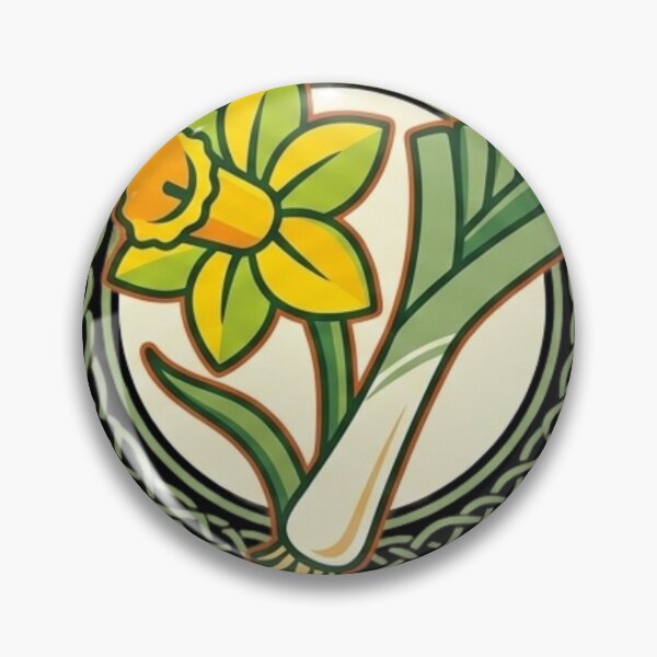 Item preview, Happy St David's Day Wales | Dydd Gŵyl Dewi Daffodil & Leek Badge designed and sold by Wear Sculpt.