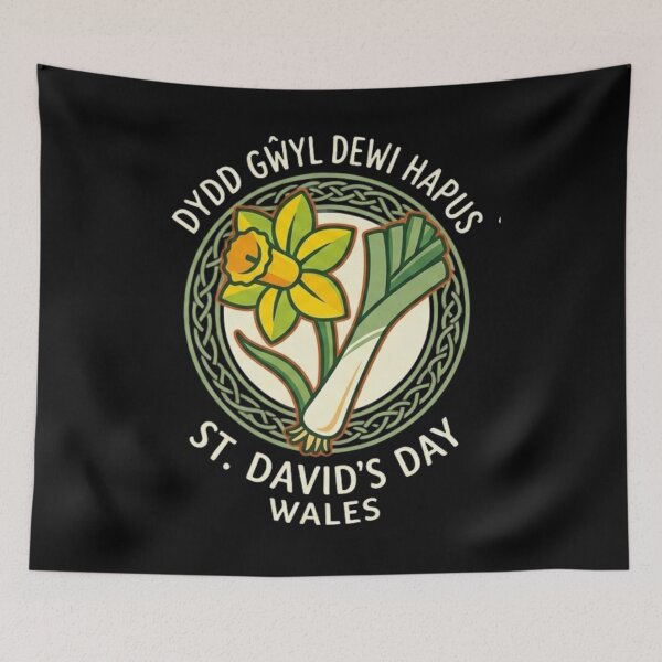 Item preview, Happy St David's Day Wales | Dydd Gŵyl Dewi Daffodil & Leek Badge designed and sold by Wear Sculpt.