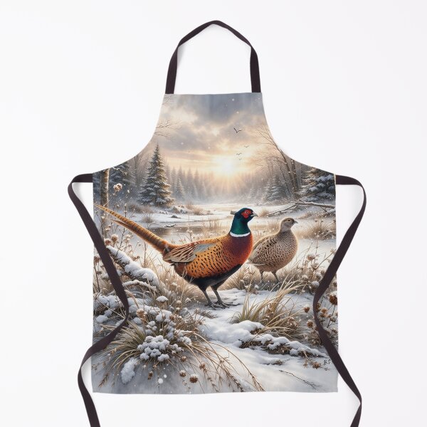 Item preview, Pheasants in a Snowy Forest - Art Print designed and sold by TammyHunterArt.