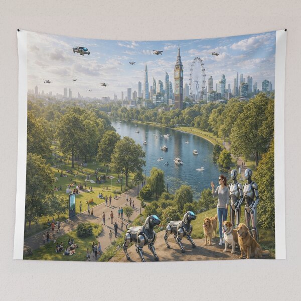 Item preview, London 2045: Human and AI Coexistence in Futuristic Hyde Park designed and sold by Livio Oliveira.