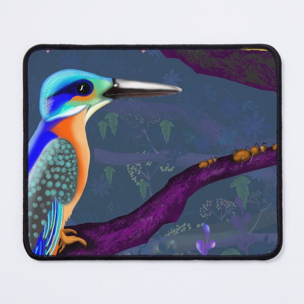 Item preview, Neon Kingfisher’s Twilight A Glowing Midnight Forest Adventure designed and sold by phatlizzardart.