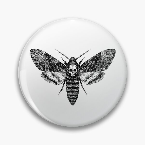 Item preview, Death’s-head Hawkmoth (Acherontia atropos) – Black and White Gothic Moth Illustration designed and sold by xndrlab.