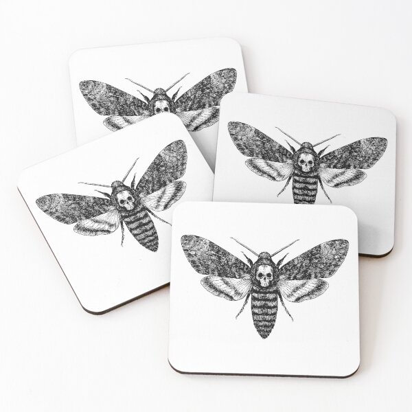 Item preview, Death’s-head Hawkmoth (Acherontia atropos) – Black and White Gothic Moth Illustration designed and sold by xndrlab.