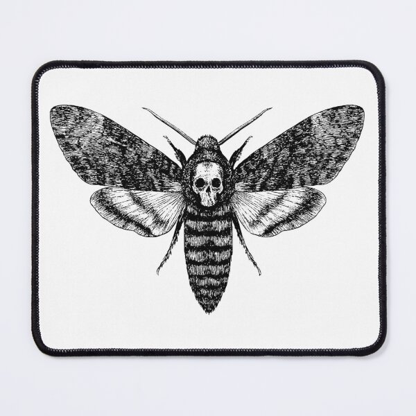 Item preview, Death’s-head Hawkmoth (Acherontia atropos) – Black and White Gothic Moth Illustration designed and sold by xndrlab.