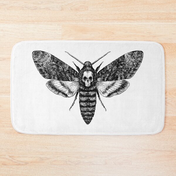 Item preview, Death’s-head Hawkmoth (Acherontia atropos) – Black and White Gothic Moth Illustration designed and sold by xndrlab.
