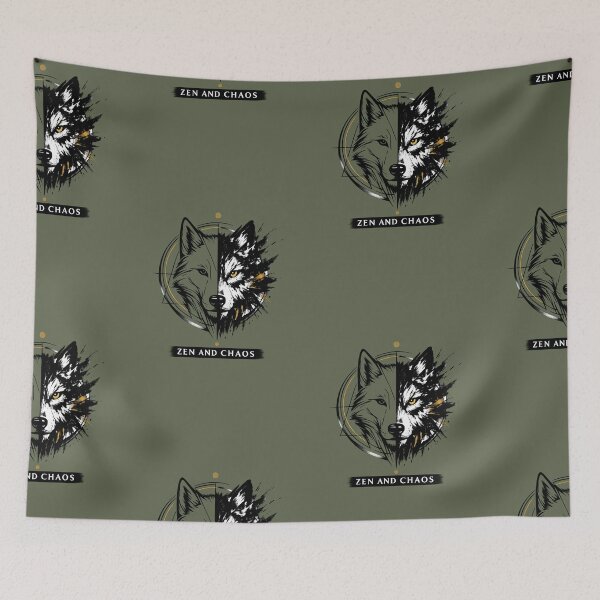 Item preview, Copy of Zen and Chaos – Minimalist Split Wolf Art designed and sold by Culture Atlas .