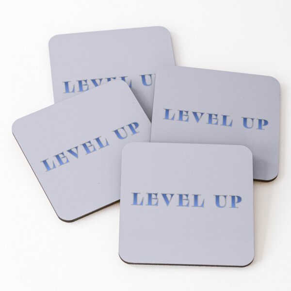 Item preview, LEVEL UP Games Blue Text Stickers Prints Posters Wall Art Magnet Home Coffee Cup Decoration TShirt Stationary Notebook Magnet Hat Kitchen Work School Office Redbubble Shop designed and sold by Saritas Boutique Shop.