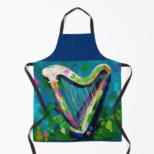 Item preview, St Patrick's Day Colorful Harp with Bold Brushstrokes and Dynamic Blue Green Pink Background designed and sold by OlfactoART Studio.
