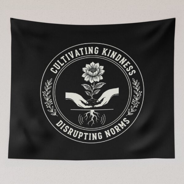 Item preview, Cultivating Kindness Disrupting Norms – Lotus Hands Line Art Circle Design designed and sold by Syrupulse.