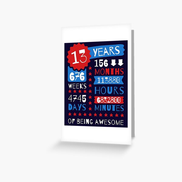 13 Years Of Being Awesome - Splendid 13th Birthday Gift Ideas Greeting Card