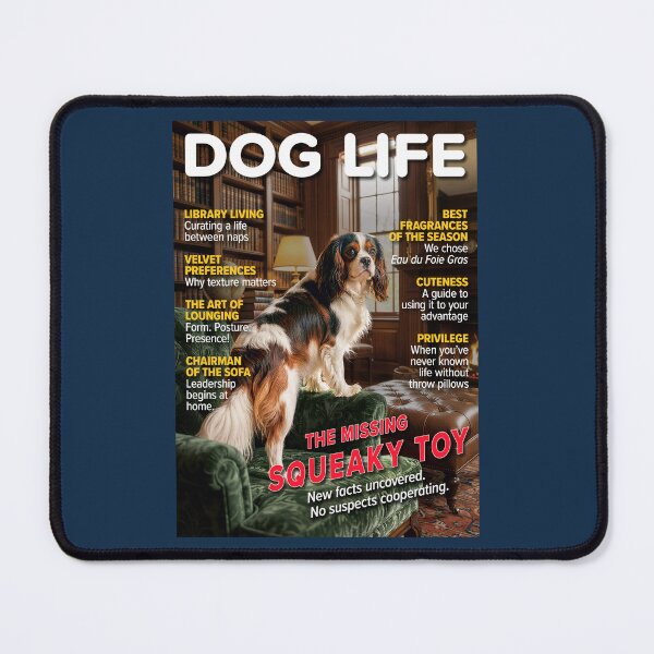 Item preview, DOG LIFE Magazine Cover – "The Missing Squeaky Toy" – Funny Spaniel Art designed and sold by FrancophileFun.