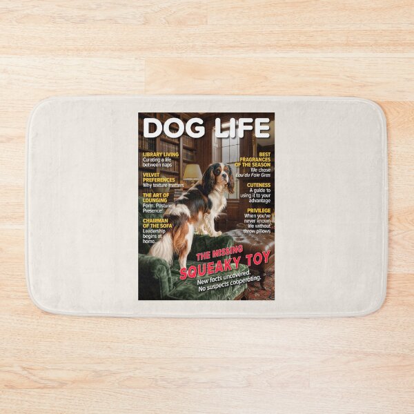 Item preview, DOG LIFE Magazine Cover – "The Missing Squeaky Toy" – Funny Spaniel Art designed and sold by FrancophileFun.