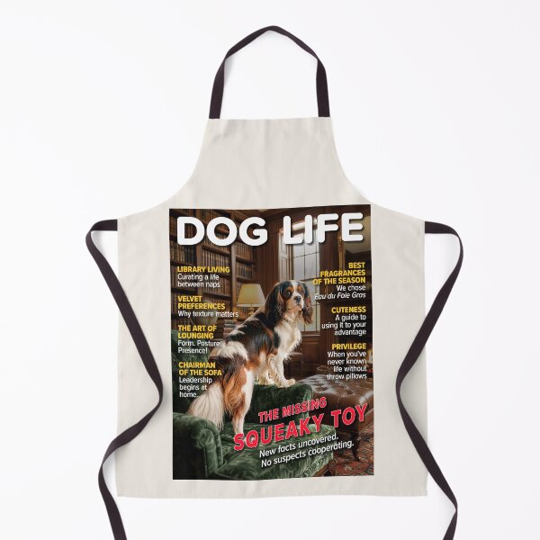 Item preview, DOG LIFE Magazine Cover – "The Missing Squeaky Toy" – Funny Spaniel Art designed and sold by FrancophileFun.