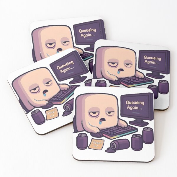 Item preview, Queueing Again Sleep lol Funny Notch Style Programmer Humor T-Shirt designed and sold by Zenith Design.