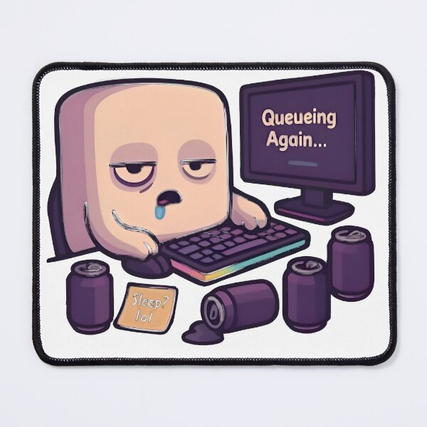Item preview, Queueing Again Sleep lol Funny Notch Style Programmer Humor T-Shirt designed and sold by Zenith Design.