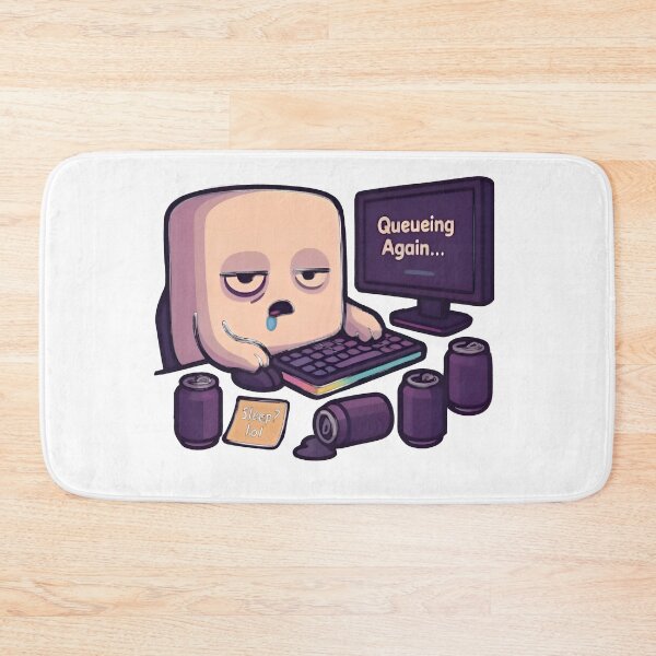 Item preview, Queueing Again Sleep lol Funny Notch Style Programmer Humor T-Shirt designed and sold by Zenith Design.