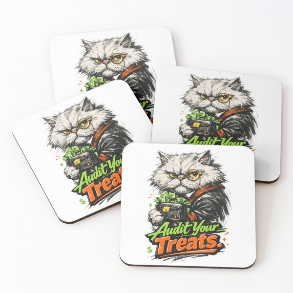 Item preview, Sir Reginald Fluff Audit Your Treats Funny Financial Cat Art - Grumpy Persian Cat Accountant Tax Evader in Smoking Jacket and Monocle - Sarcastic Business Humor Wall Art and Apparel designed and sold by Vivaan Studio.