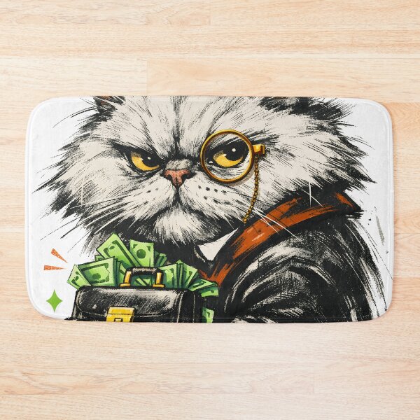 Item preview, Sir Reginald Fluff Audit Your Treats Funny Financial Cat Art - Grumpy Persian Cat Accountant Tax Evader in Smoking Jacket and Monocle - Sarcastic Business Humor Wall Art and Apparel designed and sold by Vivaan Studio.