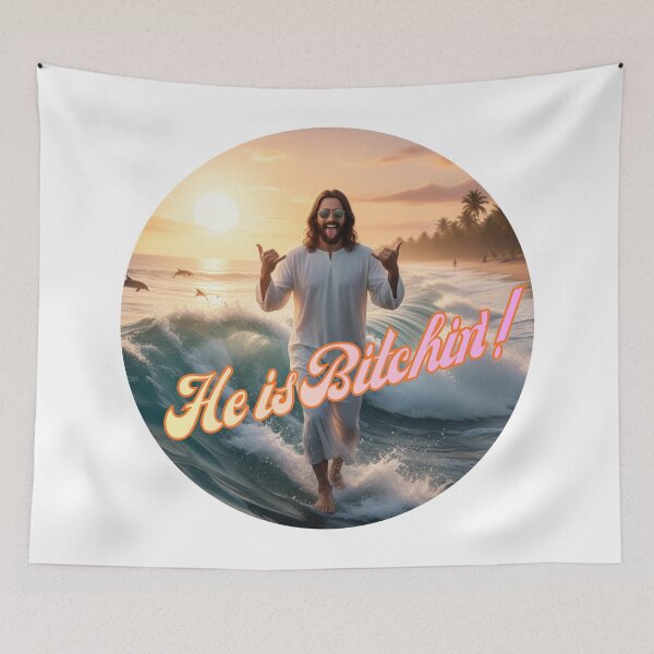 Item preview, HE IS BITCHIN'! ~ Hang Loose Jesus Circle ~ HAPPY EASTER! designed and sold by TheLastGarden.