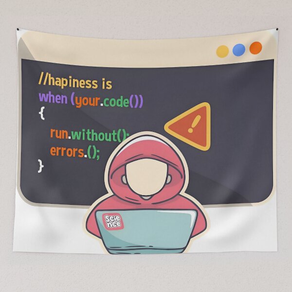 Item preview, Happiness Is When Your Code Runs Without Errors Notch Style Programmer T-Shirt designed and sold by Zenith Design.
