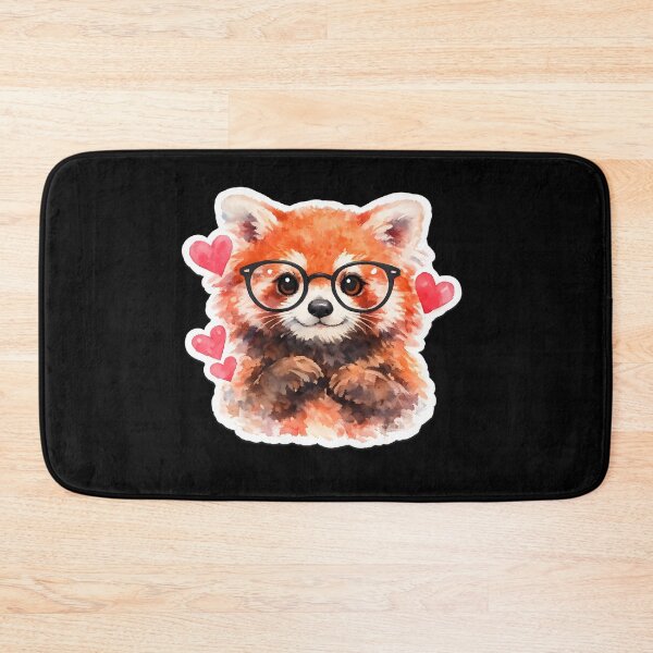 Item preview, Cute Red Panda With Glasses and hearts Watercolor – Kawaii Nerd Animal designed and sold by timizar.