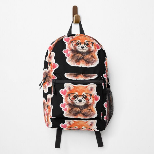 Item preview, Cute Red Panda With Glasses and hearts Watercolor – Kawaii Nerd Animal designed and sold by timizar.