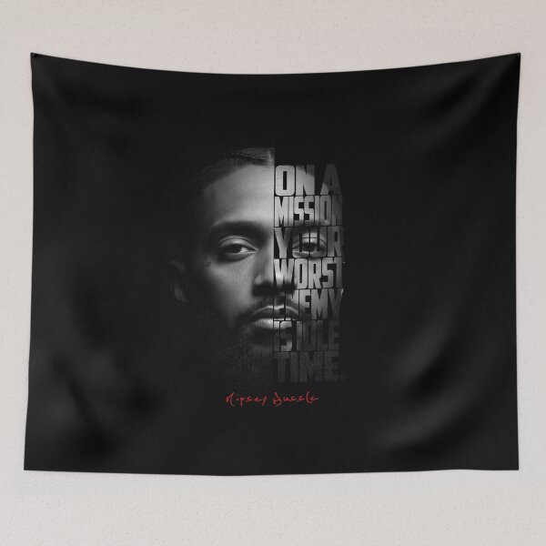 Item preview, Nipsey Hussle Split Face Quote Poster designed and sold by Enea Kelo.