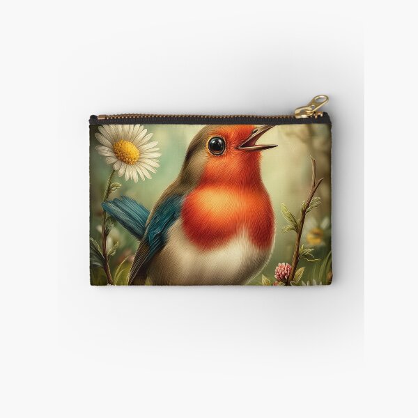 Item preview, Red Robin Bird Singing Among Flowers designed and sold by PetsArt.