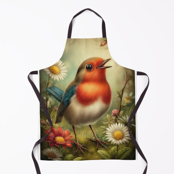 Item preview, Red Robin Bird Singing Among Flowers designed and sold by PetsArt.