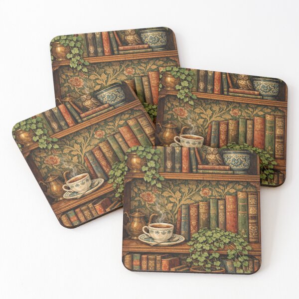 Item preview, Vintage romantic book shelf with tea and plants designed and sold by hollycooper.