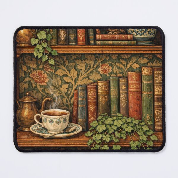 Item preview, Vintage romantic book shelf with tea and plants designed and sold by hollycooper.