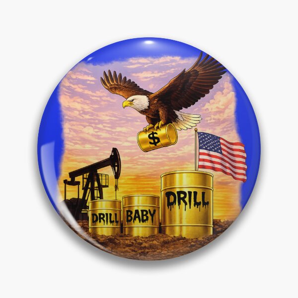 Item preview, DRILL BABY DRILL $ Bald Eagle Gold Oil Barrel Patriotic Energy  designed and sold by PrintChillCo.