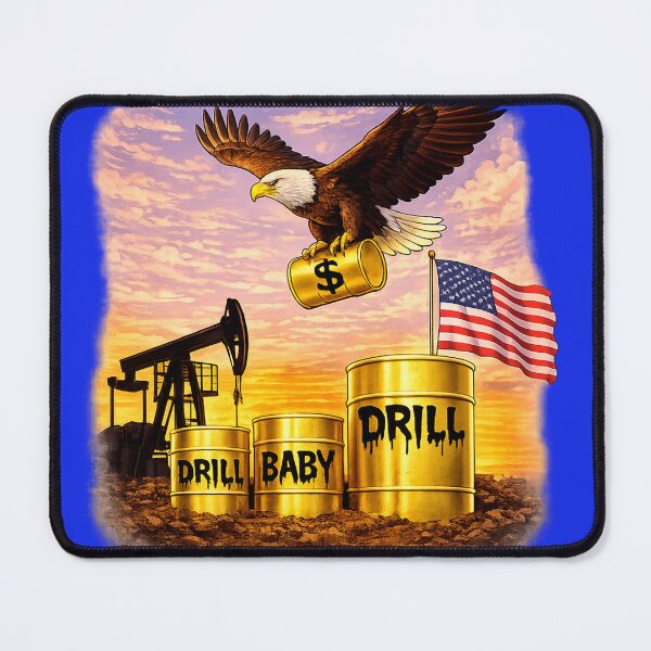 Item preview, DRILL BABY DRILL $ Bald Eagle Gold Oil Barrel Patriotic Energy  designed and sold by PrintChillCo.