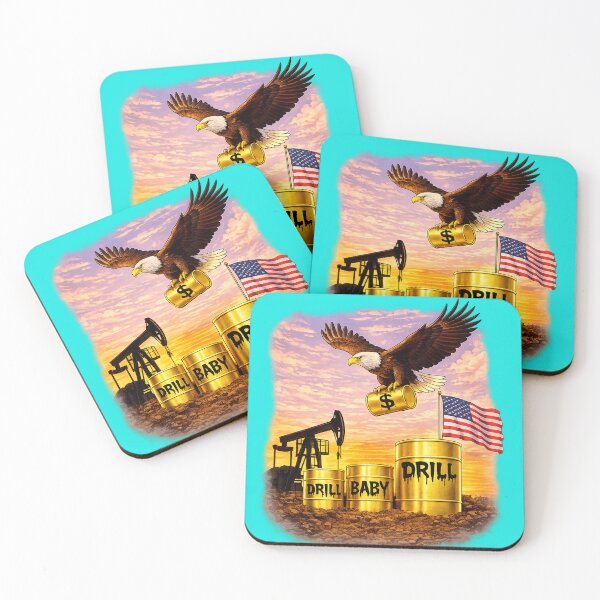 Item preview, DRILL BABY DRILL $ Bald Eagle Gold Oil Barrel Patriotic Energy  designed and sold by PrintChillCo.