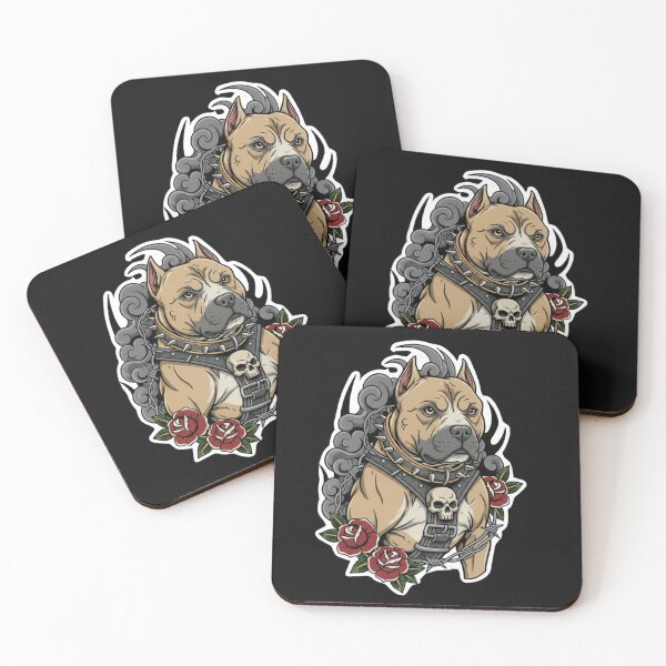 Item preview, Neo Traditional Pitbull Tattoo Spiked Harness Dog Art Print designed and sold by TshirtAlles .