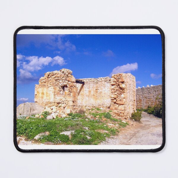 Item preview, Abandoned Stone Ruins Of A Rural Cottage Beside A Worn Path Under A Bright Blue Sky designed and sold by Nmallia.