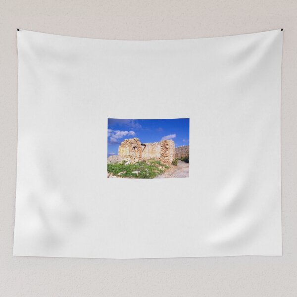 Item preview, Abandoned Stone Ruins Of A Rural Cottage Beside A Worn Path Under A Bright Blue Sky designed and sold by Nmallia.
