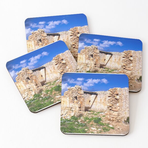 Item preview, Abandoned Stone Ruins Of A Rural Cottage Beside A Worn Path Under A Bright Blue Sky designed and sold by Nmallia.