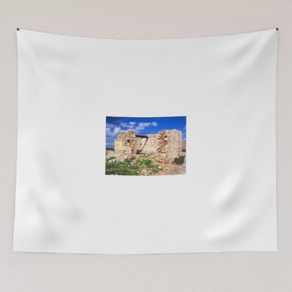 Item preview, Abandoned Stone Ruins Of A Rural Cottage Beside A Worn Path Under A Bright Blue Sky designed and sold by Nmallia.