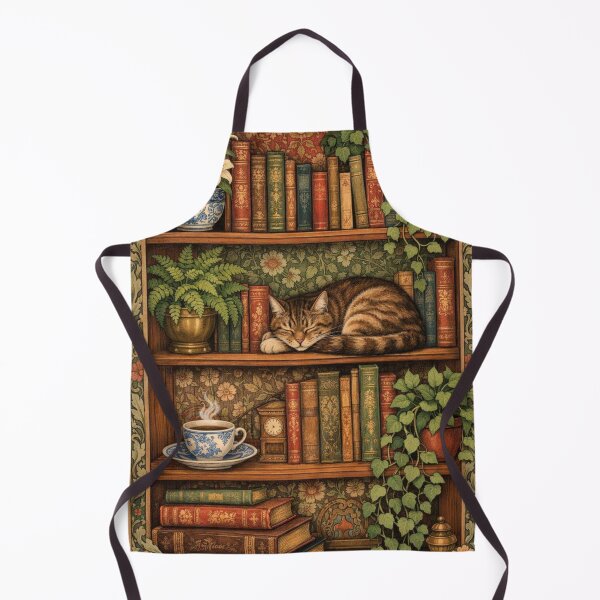 Item preview, Retro books shelf with cute cat, coffee and plants  designed and sold by hollycooper.