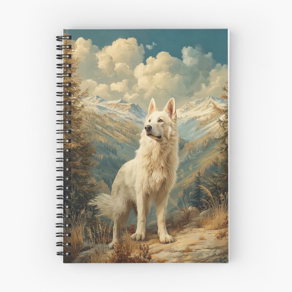 Item preview, White Swiss Shepherd Dog in Mountains designed and sold by PetsArt.