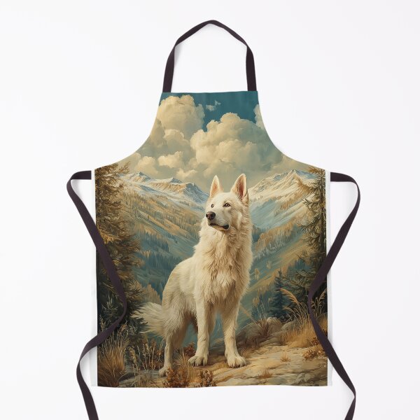 Item preview, White Swiss Shepherd Dog in Mountains designed and sold by PetsArt.